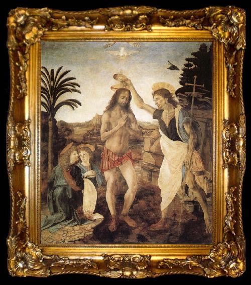 framed  Andrea del Verrocchio The Baptism of Christ, ta009-2